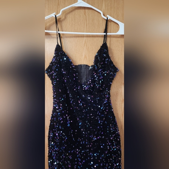 Crystal Doll Black Sequin Bodycon Mini Dress - Picture 2 of 7